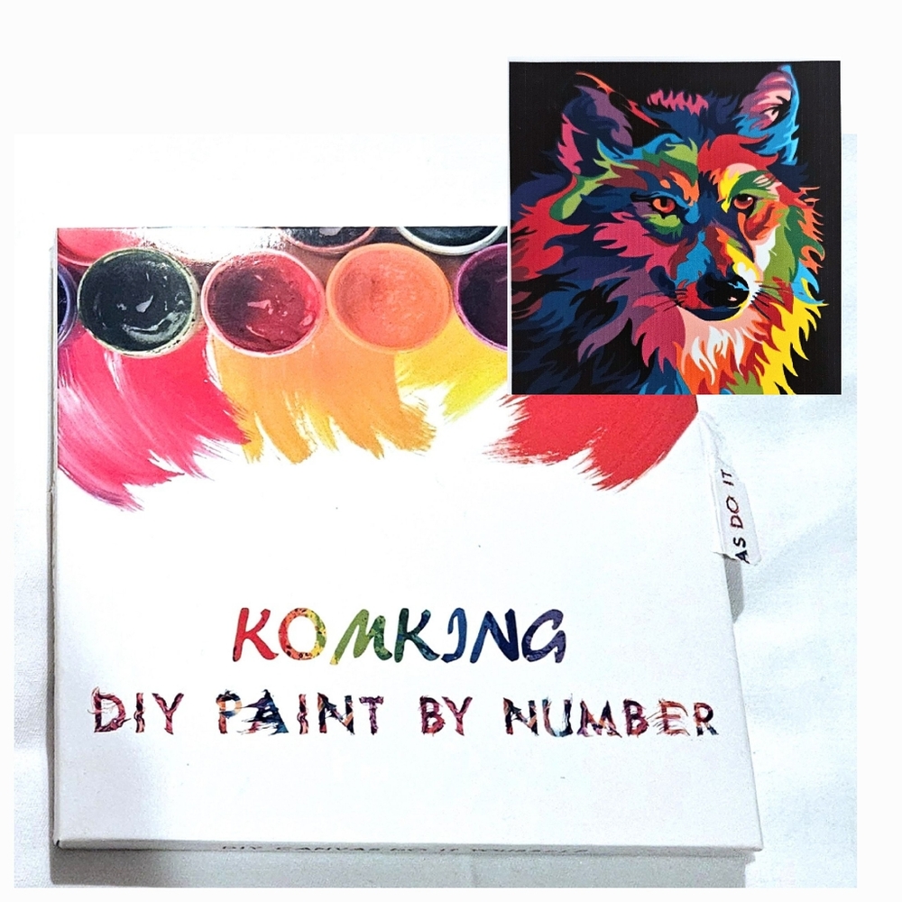 NEW DIY Paint By Number Gorgeous Colorful Wolf